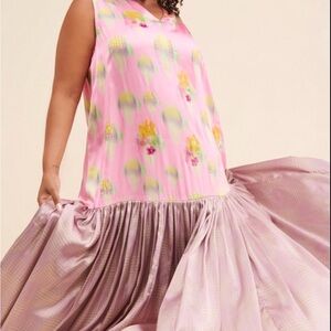 Anthropologie Pink and Purple Maxi Dress